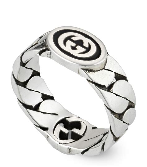 gucci ring with interlocking g|interlocking g ring in silver.